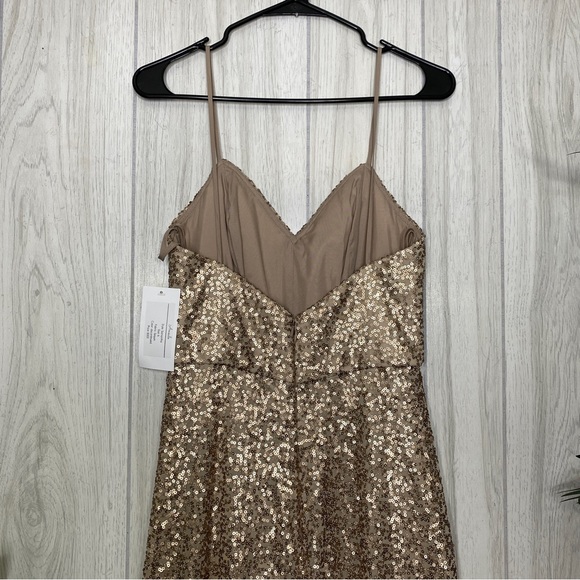 NEW Amsale Samantha Spaghetti Strap V Neck Sequin Gown BHLDN size 6 NWT - Picture 7 of 13